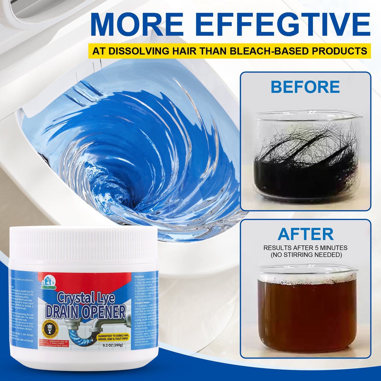 Bell Bird Household Drain Opener Crystals-Five Bottles