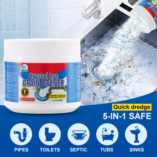 Bell Bird Crystal Lye Drain Opener, Pure Sodium Hydroxide Pellets, Powerful Clog Remover for Bathroom & Kitchen Sinks, Drains, and Shower Pipes