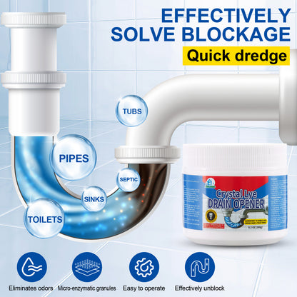 Bell Bird Crystal Lye Drain Opener, Pure Sodium Hydroxide Pellets, Powerful Clog Remover for Bathroom & Kitchen Sinks, Drains, and Shower Pipes